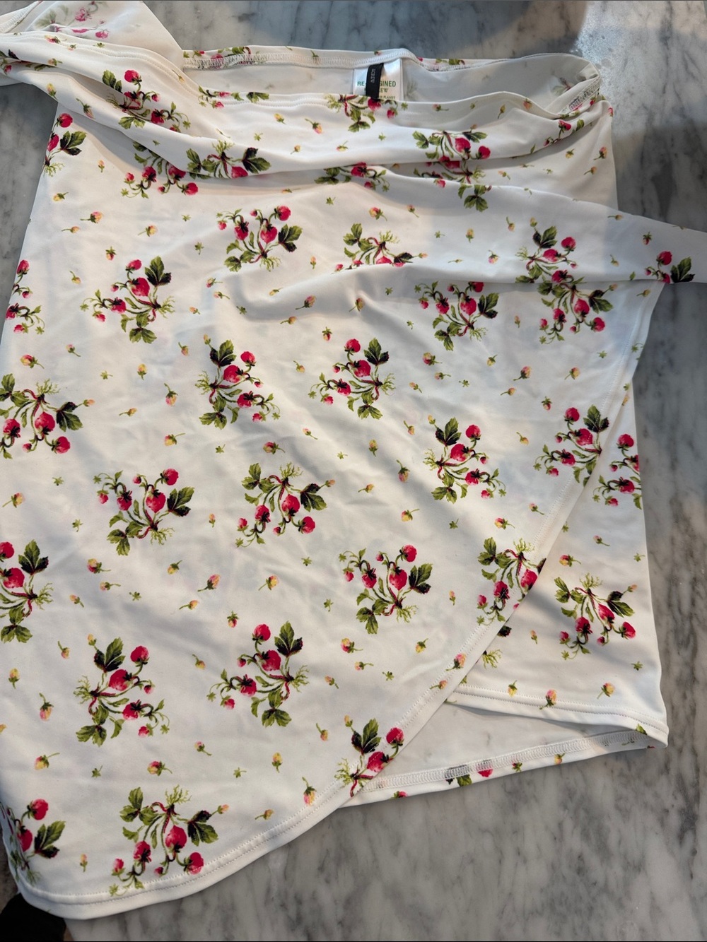 J. Crew White Floral Swim Sarong with Pink and Green Print